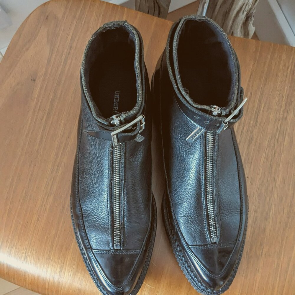 Underground England Black Platform Bowie Creeper Zip Shoes Womens Sz 8 Uk 10 US